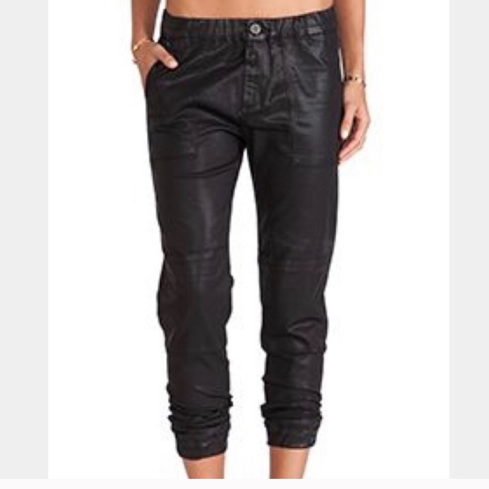 Leather joggers